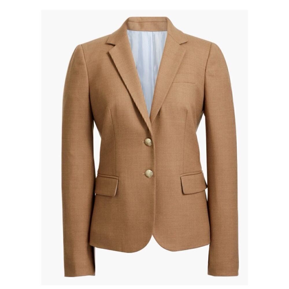 J. Crew Women’s Schoolboy Blazer Wool Blend Tan Camel size 14 - Picture 3 of 16